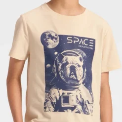 Boys' Short Sleeve Space Bulldog Graphic T-Shirt - Cat & Jack™ Beige