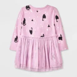 Baby Girls' Halloween Cat Witch Long Sleeve Tulle Dress - Cat & Jack™ Purple