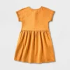 Girls' Adaptive Short Sleeve Knit Dress - Cat & Jack™ Dark Mustard Yellow