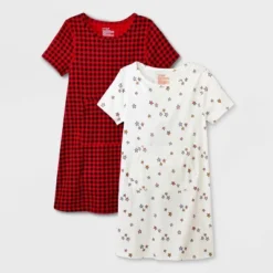 Girls' 2pk Adaptive Short Sleeve Holiday Dress - Cat & Jack™ Off-White -Cat & Jack GUEST 51dab9b9 e4f3 4cb7 9160 16cf94ea06ca