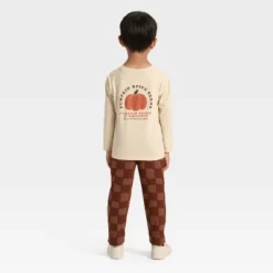 Toddler Boys' Long Sleeve Pumpkin Spice French Terry Shirt And Pants Set - Cat & Jack™ Khaki