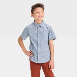 Boys' Short Sleeve Polka Dots Button-Down Shirt - Cat & Jack™ Blue -Cat & Jack GUEST 5343f206 fa31 42ee aa01 de8b06f8b82b