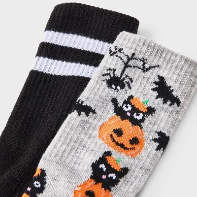 Girls' 2pk Pumpkin Halloween Crew Socks - Cat & Jack™ 2 Girls' 2pk Pumpkin Halloween Crew Socks - Cat & Jack™ - Image 2