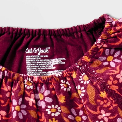 Toddler Girls' Adaptive Short Sleeve Woven Dress - Cat & Jack™ Burgundy 2 Toddler Girls' Adaptive Short Sleeve Woven Dress - Cat & Jack™ Burgundy - Image 2