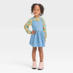 Toddler Girls' Plaid Long Sleeve Top & Denim Skirtall Set - Cat & Jack™ Blue 5 Toddler Girls' Plaid Long Sleeve Top & Denim Skirtall Set - Cat & Jack™ Blue -Cat & Jack GUEST 5991171d 4a53 4e09 8a1c 53a3d8ba462f