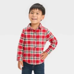 Toddler Boys' Plaid Woven Shirt - Cat & Jack™ Red -Cat & Jack GUEST 5b026145 0464 4afc 89ab 76be48fab0d4