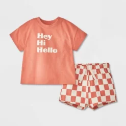 Baby Hey Hi Hello Top & Bottom Set - Cat & Jack™ Rust/Orange -Cat & Jack GUEST 5b3c0886 b956 4223 8748 49e0a9c2a48d