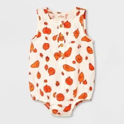 Baby Autumn Gauze Short Sleeve Romper - Cat & Jack™ Cream -Cat & Jack GUEST 5e0cff4f 2154 4736 b526 2aa7cb098f3a