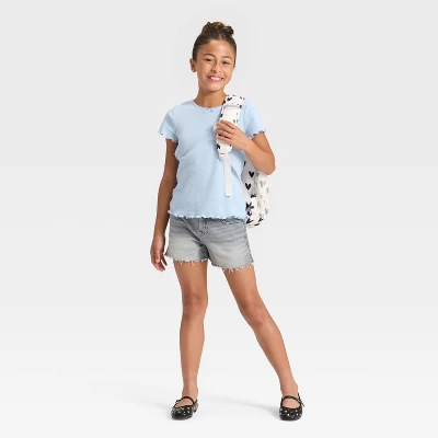 Girls' Cutoff Denim Shorts - Cat & Jack™ 2 Girls' Cutoff Denim Shorts - Cat & Jack™ - Image 2