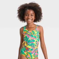 Girls' Paradise Palm Sleeveless One Piece Swimsuit - Cat & Jack™ -Cat & Jack GUEST 60ee041f c14a 40fe a1be 80f3fa74c186