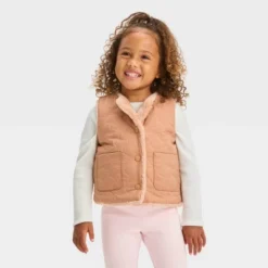 Toddler Girls' Quilted Reversible Jacket - Cat & Jack™ Beige -Cat & Jack GUEST 636c37d0 f0d3 4c66 8b52 88ac045e9bb5