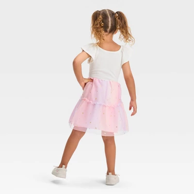 Toddler Girls' Star Short Sleeve Dress - Cat & Jack™ Cream 1 Toddler Girls' Star Short Sleeve Dress - Cat & Jack™ Cream