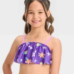 Girls' Simple Tropical Bikini Set - Cat & Jack™ Purple