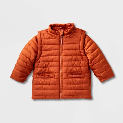 Toddler Adaptive Puffer Jacket - Cat & Jack™ Orange 4 Toddler Adaptive Puffer Jacket - Cat & Jack™ Orange - Image 4