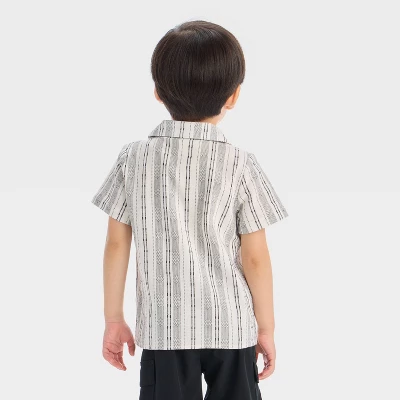 Toddler Boys' Striped Woven Shirt - Cat & Jack™ Black/White 1 Toddler Boys' Striped Woven Shirt - Cat & Jack™ Black/White