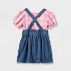 Toddler Girls' Plaid Top & Chambray Skirtall Set - Cat & Jack™ Pink