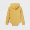 Girls' Adaptive Hooded Adjustable Long Sleeve Bodysuit - Cat & Jack™ Light Mustard Yellow