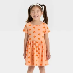 Toddler Girls' Short Sleeve Halloween Pumpkin Dress - Cat & Jack™ Orange -Cat & Jack GUEST 6bd46f81 8998 4782 b1ab bf5eae17ed88
