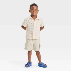 Toddler Boys' Short Sleeve 4th Of July Food Button Down Shirt - Cat & Jack™ Cream -Cat & Jack GUEST 6c9c2321 7326 427c 9025 9efc09a5a63a