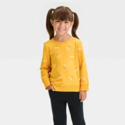 Toddler Girls' 2pk Fleece Pullover Sweatshirt - Cat & Jack™ Heather Gray/Yellow