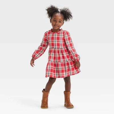 Toddler Girls' Plaid Long Sleeve Dress - Cat & Jack™ 2 Toddler Girls' Plaid Long Sleeve Dress - Cat & Jack™ - Image 2