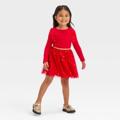 Toddler Girls' Tulle Dress - Cat & Jack™ Red 3 Toddler Girls' Tulle Dress - Cat & Jack™ Red - Image 3