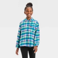Girls' Plaid Button-Front Long Sleeve Shacket - Cat & Jack™ 5 Girls' Plaid Button-Front Long Sleeve Shacket - Cat & Jack™ -Cat & Jack GUEST 6f651142 77ad 4f3a 8147 8b291942938b