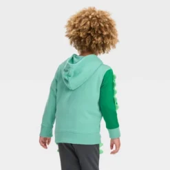 Toddler Boys' Dinosaur Printed French Terry Zip-Up Hoodie Sweatshirt - Cat & Jack™ Aqua Green