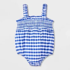 Baby Girls' Gingham Romper - Cat & Jack™ Blue