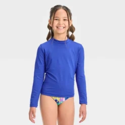 Girls' Solid Long Sleeve Rash Guard Top - Cat & Jack™ Blue -Cat & Jack GUEST 70661590 3c64 441a a7dd 8fcfa2f90be5