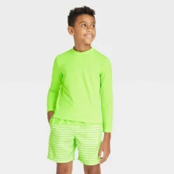 Boys' Solid Long Sleeve Rash Guard Swim Shirt - Cat & Jack™ Lime Green -Cat & Jack GUEST 71ea4e00 4a82 47e1 90be 7074a4dbfebc