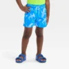 Toddler Boys' Shark And Checker 2pk Value Swim Shorts - Cat & Jack™ Blue/Black