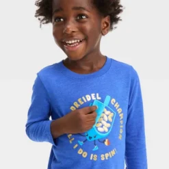 Toddler Boys' 2pc Dreidel Printed Long Sleeve Graphic T-Shirt And Fleece Jogger Pants Set - Cat & Jack™ Blue -Cat & Jack GUEST 74241add cd2d 448f ab44 e2bce944764c