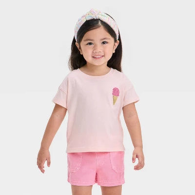 Toddler Girls' 'Ice Cream' Shirt - Cat & Jack™ Peach Orange 4 Toddler Girls' 'Ice Cream' Shirt - Cat & Jack™ Peach Orange - Image 4