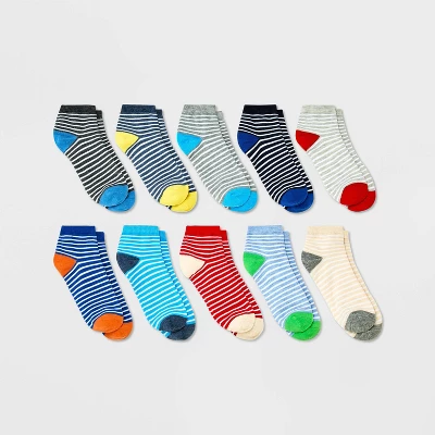 Boys' 10pk Lightweight Striped Ankle Socks - Cat & Jack™ 2 Boys' 10pk Lightweight Striped Ankle Socks - Cat & Jack™ - Image 2