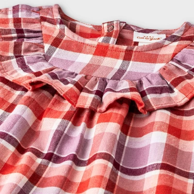 Baby Girls' Ruffle Plaid Top & Bottom Set - Cat & Jack™ Orange 2 Baby Girls' Ruffle Plaid Top & Bottom Set - Cat & Jack™ Orange - Image 2