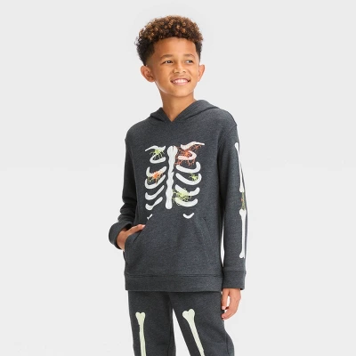Boys' Skeleton Glow In The Dark Halloween Pullover Sweatshirt - Cat & Jack™ 3 Boys' Skeleton Glow In The Dark Halloween Pullover Sweatshirt - Cat & Jack™ - Image 3