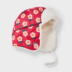 Toddler Girls' Cozy Lined Quilted Floral Trapper Hat - Cat & Jack™ Pink