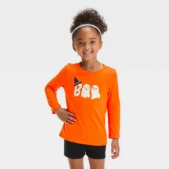 Toddler Girls' Halloween Ghost Long Sleeve T- Shirt - Cat & Jack™ Dark Orange -Cat & Jack GUEST 7ccf1d34 677d 4e9f 813d 0638dfe49d2e
