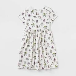 Girls' Adaptive 2pk Short Sleeve Halloween Dress - Cat & Jack™ Cream/Lavender