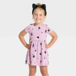 Toddler Girls' Short Sleeve Halloween Cats Dress - Cat & Jack™ Lavender -Cat & Jack GUEST 7eb9ff21 fb98 4760 9405 b7b21f592844