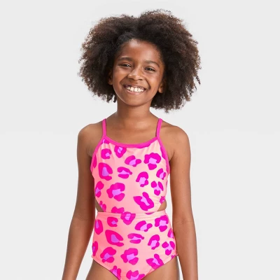Girls' Oversized Leopard Spot One Piece Swimsuit - Cat & Jack™ 3 Girls' Oversized Leopard Spot One Piece Swimsuit - Cat & Jack™ - Image 3