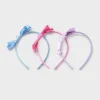 Girls' 3pk Bow Headband Set - Cat & Jack™️ Purple/Blue/Pink: Fashion Accessory For All Hair Types