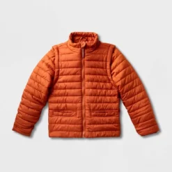 Kids' Adaptive Puffer Jacket - Cat & Jack™ Orange -Cat & Jack GUEST 82b31060 6041 4e70 8555 9c1e412e883e