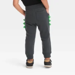 Toddler Boys' Dinosaur Printed French Terry Jogger Pants - Cat & Jack™ Charcoal Gray
