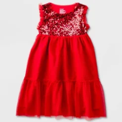 Girls' Adaptive Sleeveless Sequin Tulle Dress - Cat & Jack™ Red -Cat & Jack GUEST 8769df8b f7b3 4af5 a430 4ac0c3799fa1