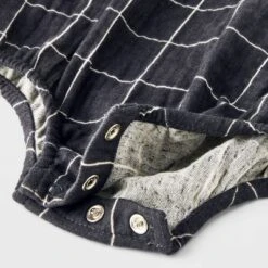 Baby Striped Gauze Tank Henley Romper - Cat & Jack™ Gray -Cat & Jack GUEST 877b9470 cec7 4564 b400 cdcffc3b2095