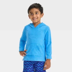 Toddler Boys' Sharks Printed Embossed Pullover Cover Up - Cat & Jack™ Blue -Cat & Jack GUEST 87c4d89f 657b 4149 9603 c17e76ff5d09