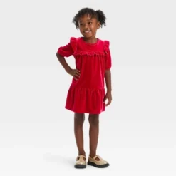Toddler Girls' Solid Short Sleeve A-Line Dress - Cat & Jack™ Red -Cat & Jack GUEST 89a92812 87fa 432a 8da4 c1031d120ef5