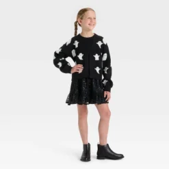 Girls' Long Sleeve Halloween Cardigan Sweater - Cat & Jack™ Black -Cat & Jack GUEST 8a5a4bc7 295b 4e78 9b15 15ba3c28f0e6